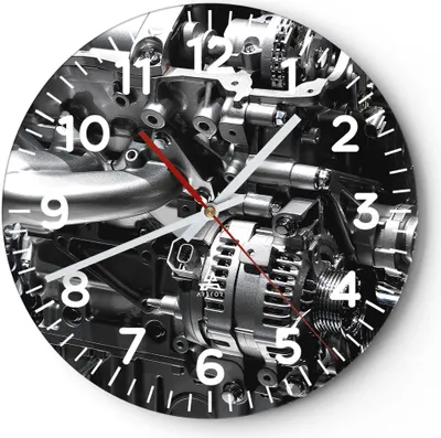 Produktbild von Wanduhr - Rund - Glasuhr - Motor Modi Bau - 30x30cm - Schleichendes Uhrwerk - Lautlos - zum Aufhängen bereit - Dekoration Modern - Wanddekoration aus Glas - C4AR30x30-1395