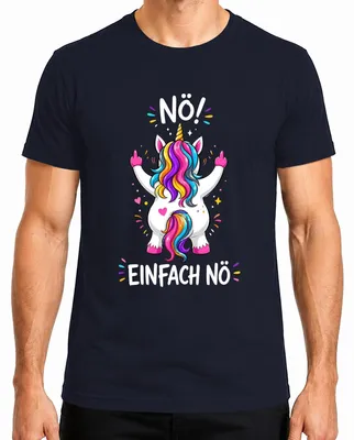 Produktbild von Nö Einfach Nö Einhorn Mittelfinger Lustig Statement Sarkasmus Herren T-Shirt, Navy, XXL