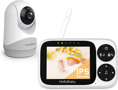 Produktbild von HelloBaby Babyphone mit Kamera, 3,2-Zoll-IPS-Bildschirm, Nachtsicht, Babyphone ohne WLAN, Schwenken, Neigen Zoomen Temperaturüberwachung, 2-Wege-Audio