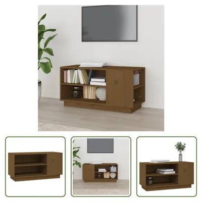 Produktbild von The Living Store TV-Schrank Honigbraun 80x35x40,5 cm Massivholz Kiefer