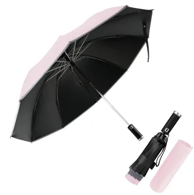 Imagen del producto de Paraguas plegable resistente al viento, con función de apertura y cierre automático, diámetro de 105 cm, con linterna integrada, ideal para