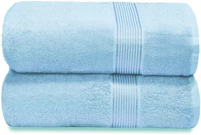 Produktbild von Unyqoos® 2er-Set extra große Badehandtücher 100 x 150 cm, 100% Baumwolle, ultraabsorbierend, schnelltrocknend, leicht, himmelblau