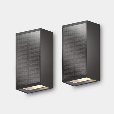 Produktbild von Calex Birindisi Solar Wandleuchte, Warmweißes Up & Down Licht, Solarbetrieben, Kabellos, Wasserdicht, Schwarz, 2-Pack