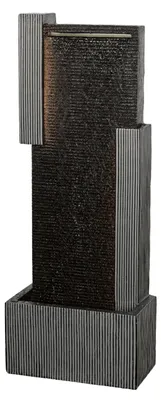 Gartenbrunnen mit LED, frostbeständig, Polyharz, schwarz, 100x38x23 cm
