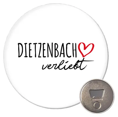 Produktbild von Huuraa Magnet Dietzenbach verliebt 59mm Kühlschrankmagnet rund Flaschenöffner Geschenkidee