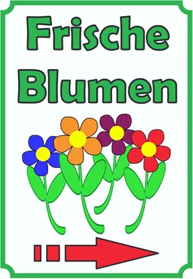 Produktbild von Verkaufsschild Schild Blumen Hochkant mit Pfeil rechts A1 Rückseite selbstklebend