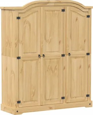 A three-door wooden wardrobe.