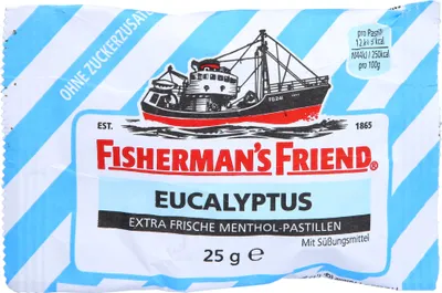 Obrázek produktu pro Fishermans Friend Eukalyptus Mentol Pastilky bez přidaného cukru 25g