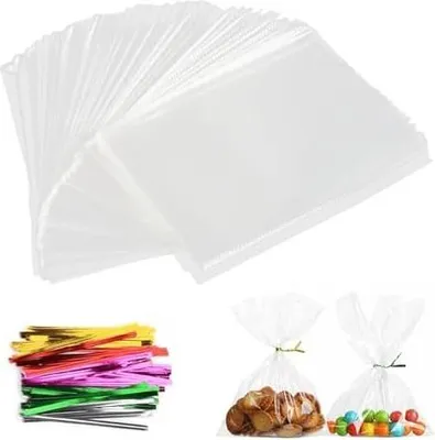 Produktbild von 200 Stück Durchsichtige Cellophantüten, 15x25cm Geschenktüten Plastiktüten Tüten Keksbeutel für Süßwaren Schokoladenkuchen Party und Hochzeit Beutel Süssigkeit Chocolate Brot