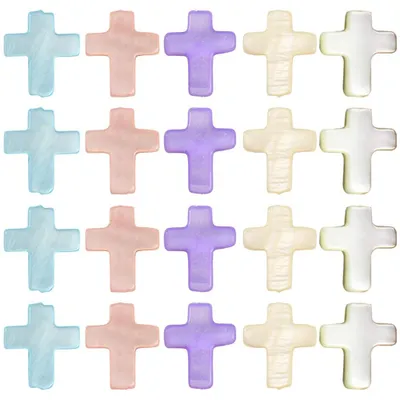 60 Muschelkreuze, bunt, 12x14x2,7 mm, für DIY-Schmuck