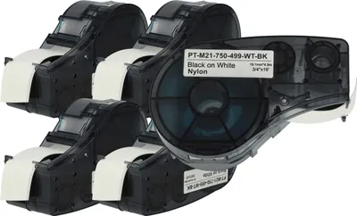 Produktbild von vhbw 5x Schriftband-Kassette Ersatz für Brady BM21-750-499 für Etiketten-Drucker 6,4m x 19,05mm Schwarz auf Weiß, Nylon