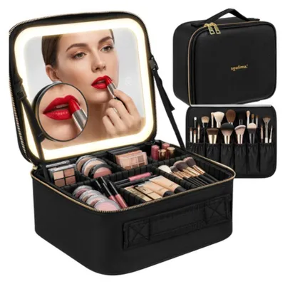 Image de Trousse de maquillage avec miroir et éclairage LED