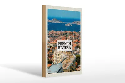 Produktbild von Holzschild Reise 20x30cm French Riviera Meer Panorama Urlaub