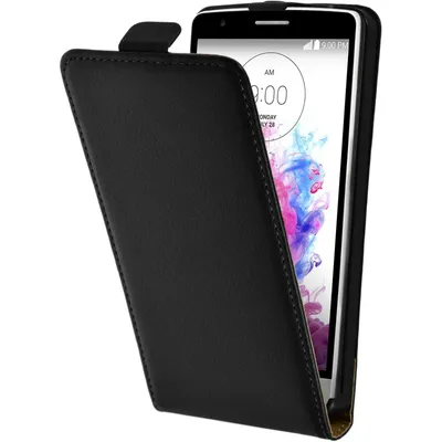 Produktbild von PhoneNatic Kunst-Lederhülle kompatibel mit LG G3 S - Flip-Case schwarz + 2 Schutzfolien