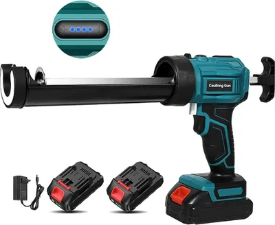 Immagine prodotto di Pistola a cartuccia a batteria - Pistola per silicone - 4 velocità - 2 batterie da 18 V - Per porte e finestre - Blu