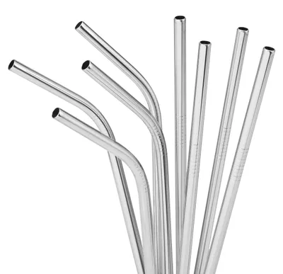 Image de Ensemble de 8 pailles en acier inoxydable Bremermann, longueur 26,5 cm, réutilisables