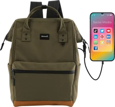 Produktbild von Sportrucksack wasserdicht 23L Armeegrün mit USB-Anschluss, 10 Fächern und Flaschenhalterung