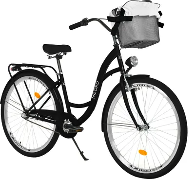Produktbild von Milord Komfort Stadtfahrrad Fahrrad mit Korb Damenfahrrad, 26 Zoll, Schwarz, 3-Gang
