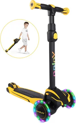 Produktbild von Yoleo Kinderscooter mit LED Leuchtenden Räder, Dreiradscooter mit 4 höhenverstellbare Klasse für Jungen & Mädchen im Alter von 3-12 Jahren, Gelb