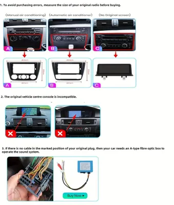 Imagen del producto de Reproductor multimedia Android para autorradio - Sistema de radio con pantalla táctil 2DIN - Autorradio compatible con CarPlay - Autorradio con Android Auto