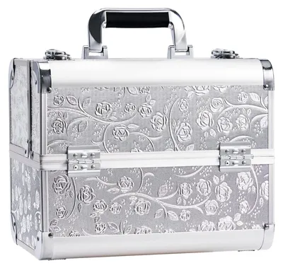 Imagen del producto de Estuche de cosméticos, maletín de maquillaje, de aluminio, 32x21x26 cm, para cosméticos y peluquería
