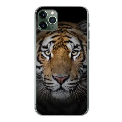 Produktbild von MuchoWow® Handyhülle Schutzhülle Hülle für iPhone 11 Pro Max Tiger - Wildtiere - Porträt - Schwarz - Tiere Silikon Softcase Handy Hülle - Schutz