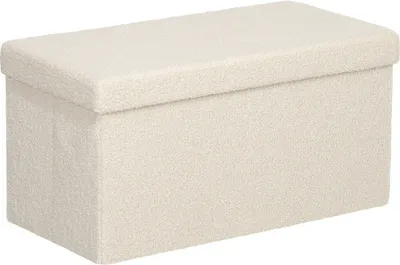 Produktbild von Sitzbank Cremeweiss 76x38x38cm Mit Stauraum Faltbar Polsterbank Bettbank Mit Samtoptik Sitztruhe Fuer Flur Schlafzimmer Wohnzimmer