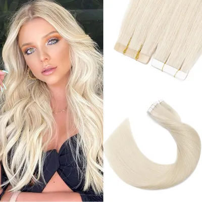 Productafbeelding van Haarverlengingen van echt haar, tape-in methode - Lichte kleur, 40 cm, 20 stuks