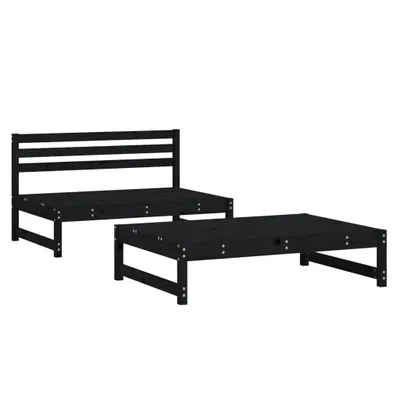 Produktbild von 2-tlg. Garten-Lounge-Set Schwarz Massivholz Kiefer
