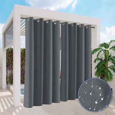 Immagine prodotto di TolleTour 2 pezzi Tende per esterni 132 x 274 cm Tenda oscurante con occhielli opaca Giardino Patio Balcone Grigio Scuro
