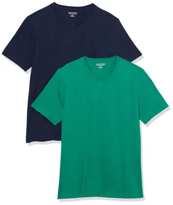 Produktbild von A. Essentials Herren Kurzärmelige T-Shirts mit V-Ausschnitt, 2er-Pack, Marinebla