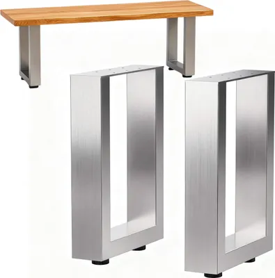 Immagine prodotto di DanDiBo 2x telaio per panca in acciaio inox 43 x 30 cm piedi per panca gambe per panca 96675 corridori per panca gambe per tavolo da caffè telaio per tavolo