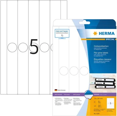 Produktbild von Hängeordneretiketten weiß 34x297mm Special A4 VE=32x125 Stück