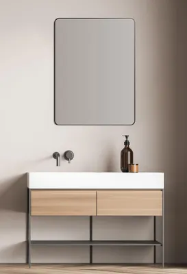 Produktbild von Spiegel 60x80 cm schwarz Aluminiumrahmen – Talos Picasso Design Badezimmerspiegel & Wandspiegel modern rechteckig