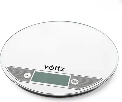 Obrázek produktu pro Kuchyňská váha Voltz V51651F, 5 kg, Sklo, TARA, Kulatá, Bílá