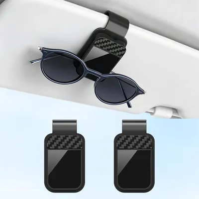 Produktbild von Brillenhalter für das Auto: 2 Stück Sonnenbrillenhalter für die Sonnenblende mit Kartenclip, aufsteckbar für alle Brillen