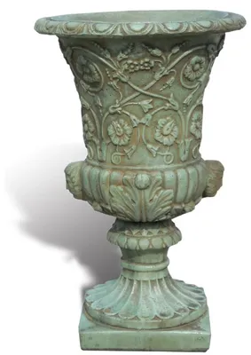 Produktbild von Casa Padrino Luxus Barock Blumentopf Antik Grün Ø 49 x H. 78 cm - Handgefertigter Barockstil Pflanzentopf aus hochwertigem Carrara Marmorkies - Barock Garten Deko - Luxus Qualität - Italy