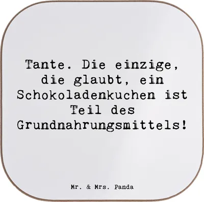 Produktbild von Mr. & Mrs. Panda Personalisierte Untersetzer Tante Schokoladenkuchen - Weiß - Geschenk, Verwandtschaft, Neffe, Weihnachten, personalisiert, Humor, Familienmitglieder