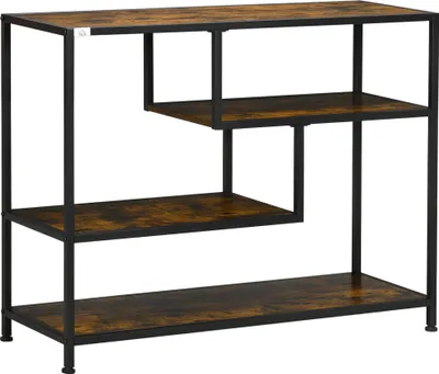 Produktbild von Regal, Konsolentisch, Industrial Design, 4 Böden, Stahlrahmen, 99,6 x 33,6 x 74 cm