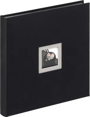 Produktbild von Schwarzes Leinwandfotoalbum 30x30 cm mit Umschlagaussparung