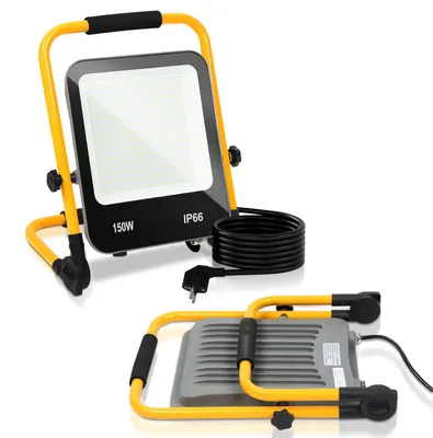 Obrázok produktu pre Ikodm 5-dielna sada LED stavebného reflektora, 150 W, 12000 lm, IP66, pracovné svetlo s 3 m káblom, vhodné pre stavebníctvo, priemysel a vonkajšie použitie