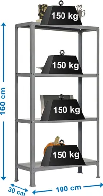 Produktbild von SIMONHOME CLICK PLUS 4/300 CINZA Metall prateleira