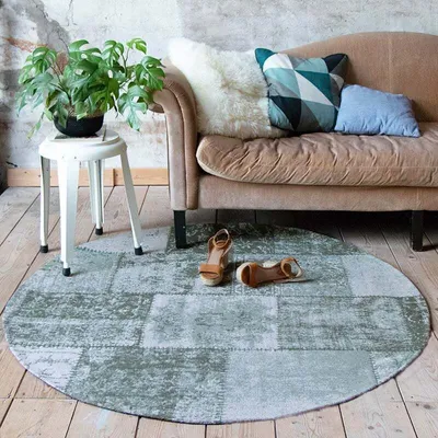 Produktbild von Volero - Teppich Patchwork Rund - Dreams Grun - Ø 150 cm - Wohnzimmer, Esszimmer, Schlafzimmer - Klassik, Industrielle