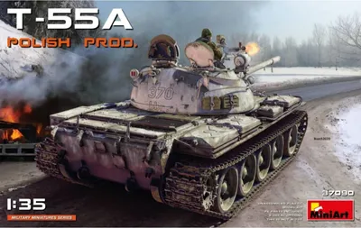 Imagen del producto de MiniArt, modelo de plástico a escala 1:35, T-55A, producción polaca