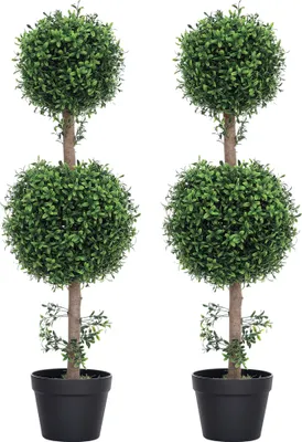 Produktbild von HOMCOM Künstlicher Buchsbaum 2er-Set groß 91,6 cm künstliche Pflanzen im Topf
