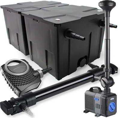Produktbild von SunSun Komplettset: CBF-350B Teichfilter bis 60000L Teichfilteranlage Durchlauffilter, NEO10000 Teichpumpe 10000l/h 80W, CUV-672 Teichklärer UVC Klärer mit 72W, CTP-5003 Springbrunnenpumpe 5000l/h 30W