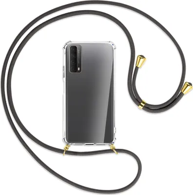 Produktbild von Handykette Backcover-Schutzhülle mit Band (Metall goldfarben) für Huawei P smart 2021 - dunkelrot