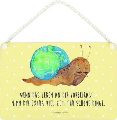 Produktbild von Mr. & Mrs. Panda Wandbild Holz Schnecke Sir DIN A4 - Gelb Pastell - Geschenk, Türschild, Lustige Sprüche, Weisheit, Lebenszeit, Schnecken, Schild, kleine aufmerksamkeit