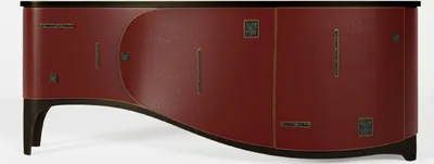 Immagine prodotto di Casa Padrino Luxury Art Deco Sideboard Rosso / Nero / Ottone 195 x 55 x H. 75 cm - Mobile in legno massello - Mobili Art Deco - Mobili per hotel - Mobili