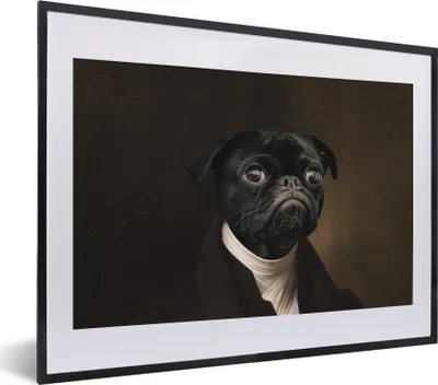 Produktbild von MuchoWow® Gerahmtes Poster Malerei - Hund - Alte Meister 40x30 cm - Poster mit Schwarzem Bilderrahmen Wandposter Rahmen Foto Bilder - Bilderrahmen - Poster im Rahmen